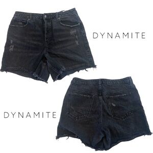 Dynamite Button-Fly Black Distressed Denim Shorts Size 31